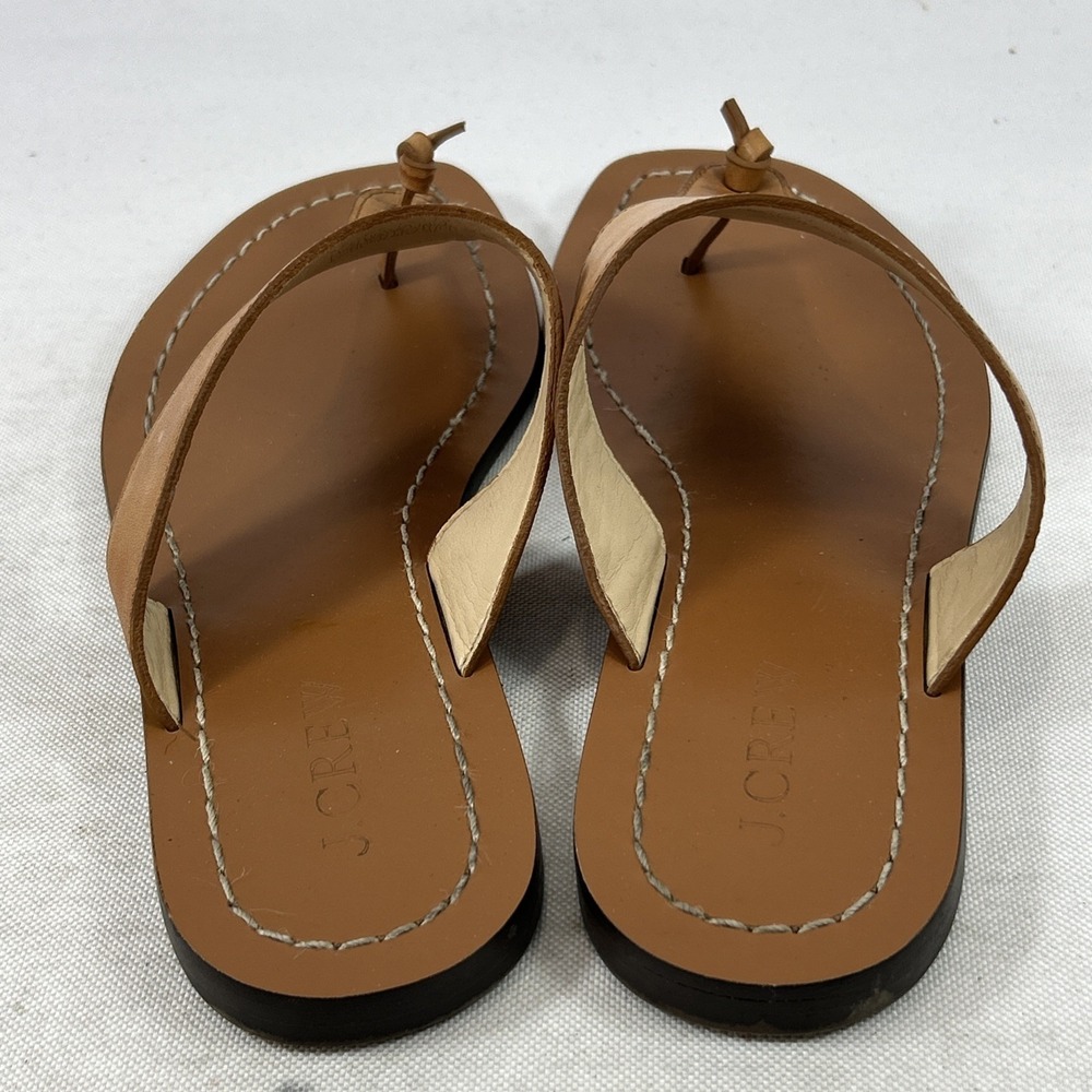 J. Crew Thong Sandals Women's Size 6 Genuine Leather Brown Tan Slides - Picture 10 of 14